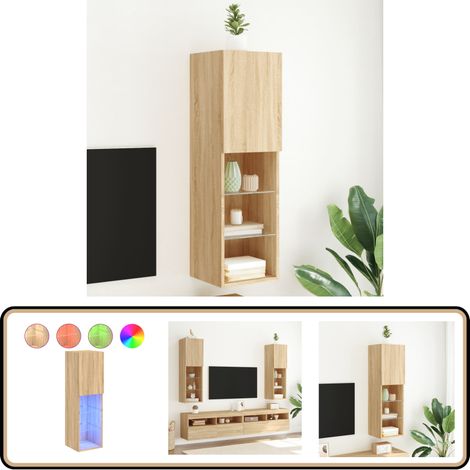Meuble TV avec lumières LED chêne sonoma 30,5x30x102 cm - Meubles Tv - Meubles Salon - Support Tv - Meuble Hifi - Lumieres Led