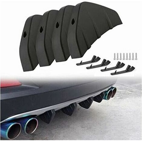 Diffuseur de Spoiler de Pare-Chocs Arrière pour Voiture pour Pare-Chocs de Requin Becquet Arrière Accessoire Auto de Protection Décoration 4 pcs Noir (1/5)