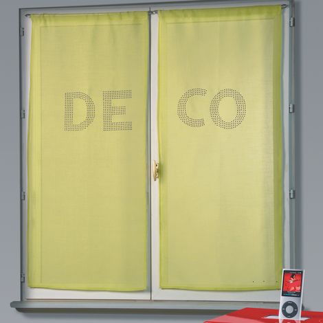 Paire de voilages étamine avec strass 'DECO' Vert clair 60x130cm
