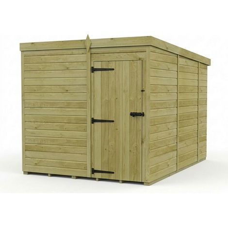 7ft x 10ft Pent Garden Shed Single Door No Windows - Pressure Treated Timber - L213 x W305 x H210 cm - Natural