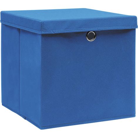 vidaXL Storage Boxes with Covers 4 pcs 28x28x28 cm Blue