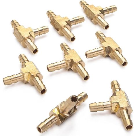 4mm tuyau connecteur T 3 contacts laiton Adaptateur tuyau huile eau air 20pcs (1/5)