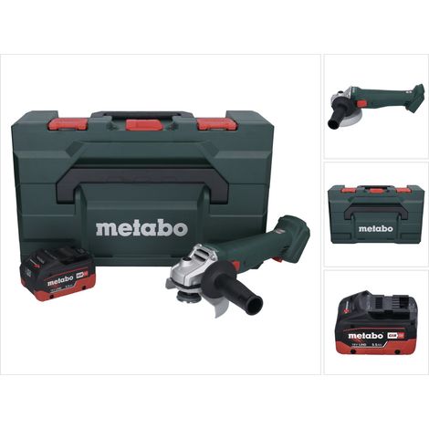 Metabo W 18 L 9-125 18 V 125 mm amoladora angular sin cable + 1x batería 5,5 Ah + metaBOX - sin cargador