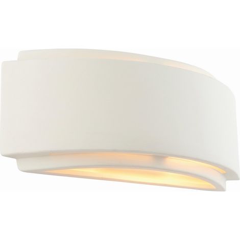 Endon Lighting Gianna - Applique Murale Céramique Non Émaillée & Peinture Blanche Brillante 1 Lumière Dimmable IP20 - E14 (1/5)