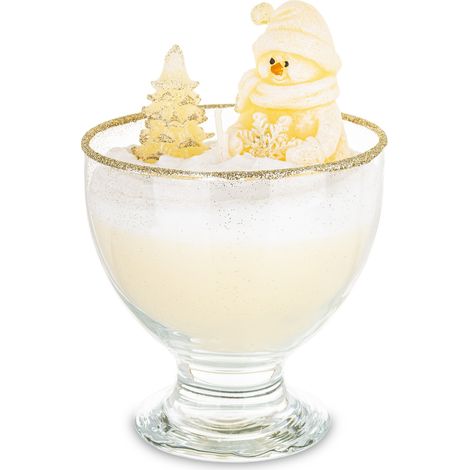 Weihnachtskerze, cremefarbenes Wachs, Glas, 16,5 x 11 x 11 cm (1/5)