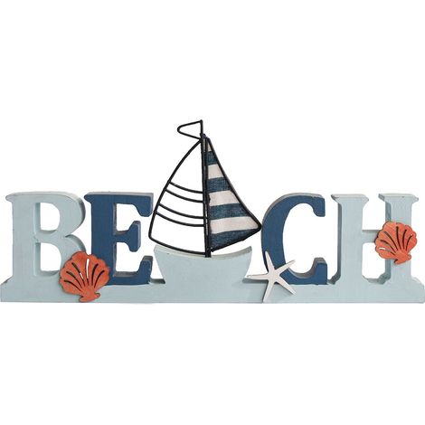 Signes Grimalt Mur de figurines marins Adorno Plaques de bois bleu de plage figure 3x33x14cm 25945