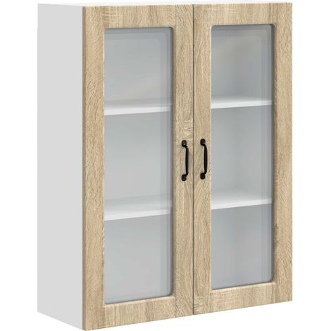 Maison Exclusive - Mobile in vetro da parete PORTO Rovere Sonoma 80 x 31 x 100 cm
