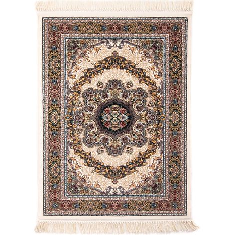 Tapis persan Adib  - 150x100cm, Rectangular - 100% Acrylique - Tissé - Beige
