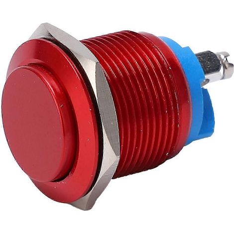 19 mm roter Metall-Druckknopf, hoher Kopf, vollständig oxidiert, automatische Rückstellung, Fußschraubenbetätigung, Industrie-Netzschalter (1/5)