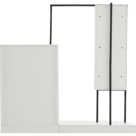 CAIziArmoire à tiroirs, ensemble armoire-penderie, armoire blanche, buffet, barre de penderie, dimensions: B140/W40/H135, blanc (1/5)