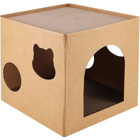 Katzenhaus mit integriertem Kratzbaum, ideal als Geburtstagsgeschenk für Kätzchen. (1/5)