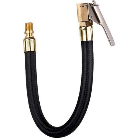 Tuyau de gonflage de pneus, 40 cm, valve de voiture, tuyau en caoutchouc, embout de gonflage avec clip et adaptateur de rallonge (1/5)