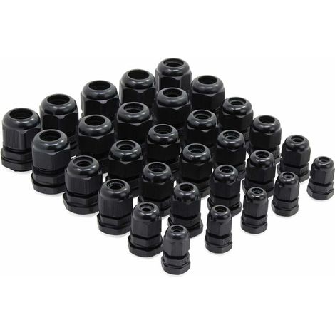 BETT Pack of 30 waterproof plastic cable glands, PG7, PG9, PG11, PG13,5, PG16, PG19 (1/5)