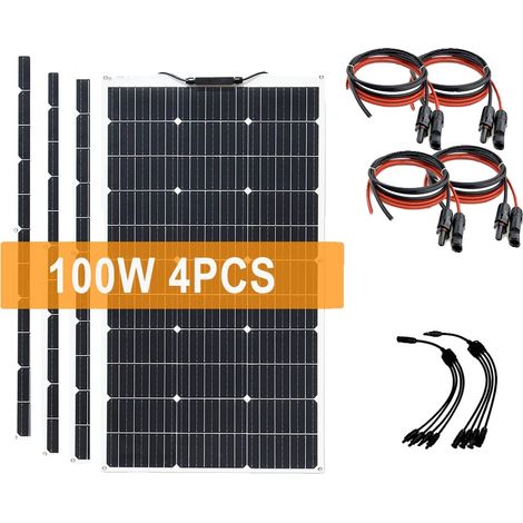 Panel solar, 24% de eficiencia, diseño impermeable, 4 unidades con control. (1/2)
