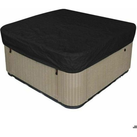 Quadratische Poolabdeckung 218 x 218 x 30 cm, wasserdichte schwarze Solarabdeckung mit Kordel für Whirlpool oder Pool (1/5)