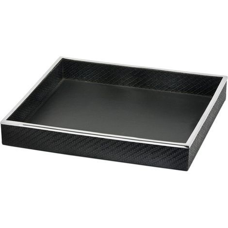 Plateau de Service Carré en Acier et Simili Cuir pour Table et Console 38 x 38 cm - PANGIVO (1/4)