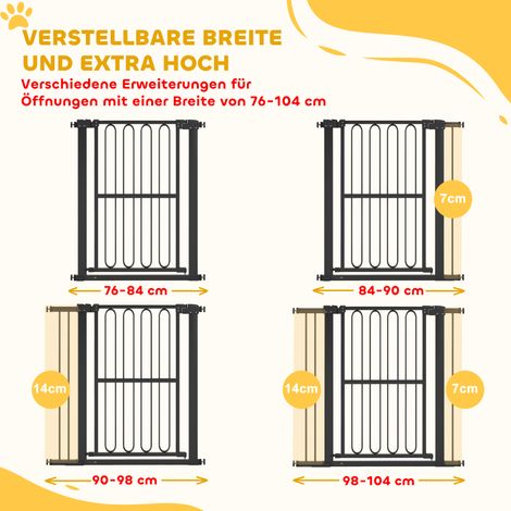 Barrière de sécurité chien extensible 76-104 cm, barrière d'escalier sans perçage, protection bébé et animal
