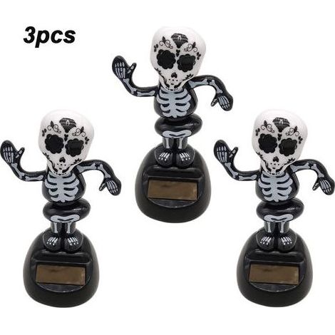 Décoration squelette fantôme solaire Halloween pour bureau tableau de bord voiture figurine lumineuse extérieur intérieur (1/5)