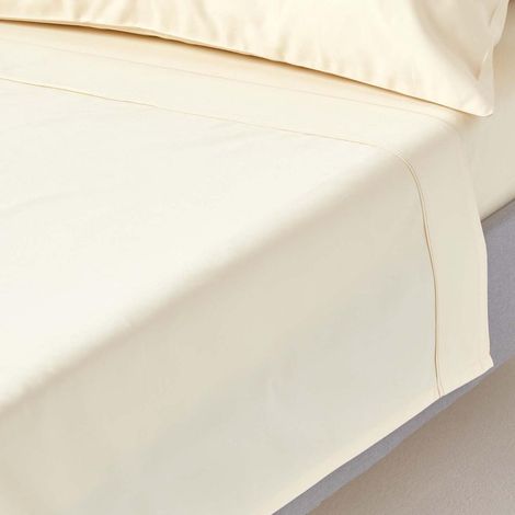 HOMESCAPES Cream Egyptian Cotton Flat Sheet 1000 Thread Count, Double - Cream