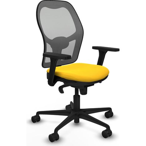 Jorquera sincro malla gris similpiel amarillo brazos 3D base nailon ruedas 65mm nailon (1/5)