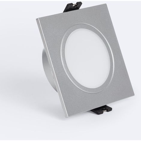 Portafaretto Downlight Quadrato IP65 per Lampadina LED GU10 / GU5.3 Foro Ø75 mm Argento