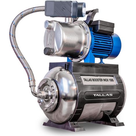 Pompe de surpresseur inox 1500 – Débit élevé 25L/min – Pression nominale 4 bars – Moteur en acier inoxydable – Pour chantiers humides – Tallas