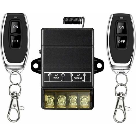 Commutateur sans fil à relais,328FT 220V / 230V / 240V /relais 40A Commutateur RF sans fil pour appareils ménagers, pompe, plafonniers et équipeme (Remote Switch Black)
