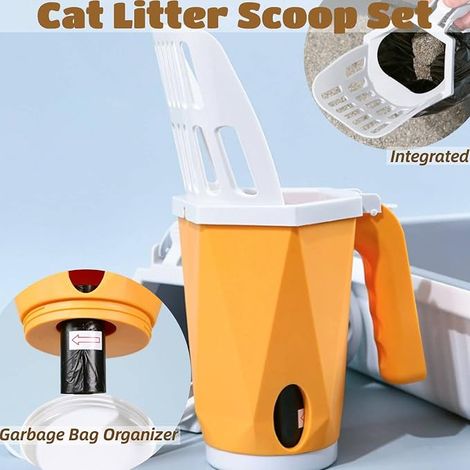 Pelle à Litière pour Chat de Qualité Supérieure avec Support, Support de Pelle Profond Détachable Intégré, Portable de Gande Capacité Pelle, Jaune, Bords surélevés ou renforts selon le modèle (1/4)