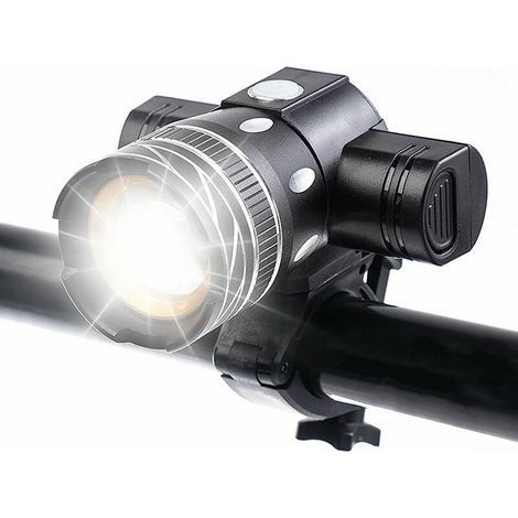 Phare rechargeable de lumière de vélo de 5000 lumens, lampe de vélo LED étanche haute luminosité 6 heures d'équitation lampe de poche de sécurité routière de montagne avec 3 modes (1/5)