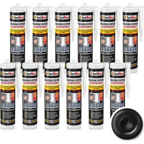 IsolBau Camino Silicone 1500°C Kamin Ofen Dichtstoff 12 x 300ml (1/5)