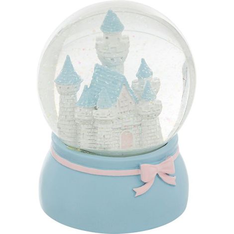 Boule à Neige en Verre Château 13cm Bleu