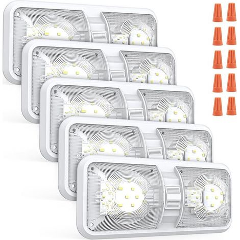 Adatto per un set di 5 luci LED da interni, ideali per camper, roulotte, rimorchi o barche, plafoniera a LED con interruttore.