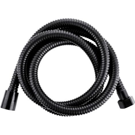 BUNTHAUS Flexible de douche, flexible de 200 cm pour douchette, flexible de douche avec protection anti-torsion pour douchette, flexible de douche universel anti-torsion, noir (1/5)
