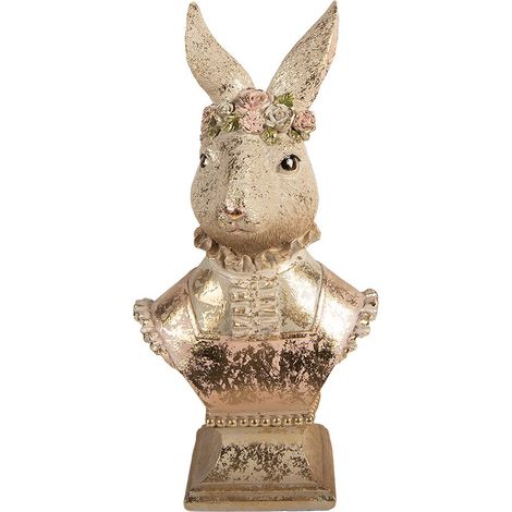 Statue de Lapin Décorative Buste en Plastique Beige pour Intérieur 16 x 11 x 31 cm - PANGIVO (1/4)