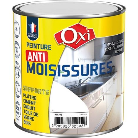 Peinture anti-moisissures 0.5 Litre blanc satiné – Très opacifiante – Application intérieure sur tous supports – Résiste à l'humidité – Durieu