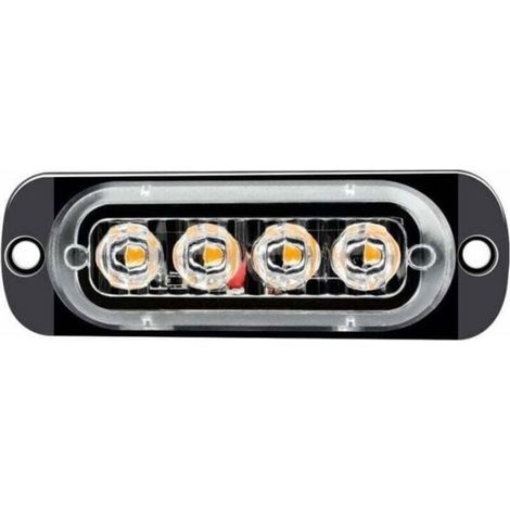 4X Feux de Pénétration à 4 LEDs 12/24V Gyrophare LED Orange Feux Flash Voyant d’Alarme Urgence Strobe Clignotants Auto IPX-4 pour (1/5)