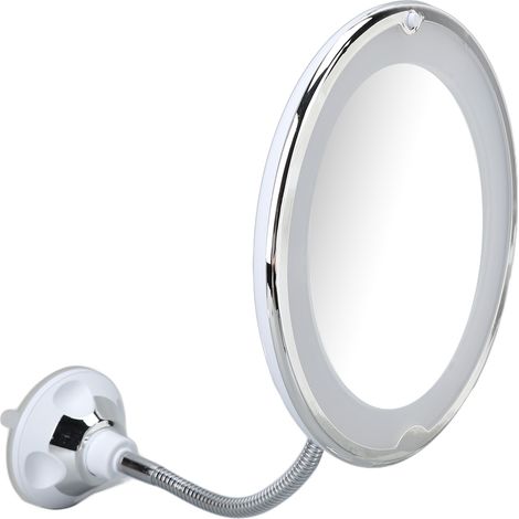 Miroir de maquillage ventouse 8 pouces 10X avec lumière LED blanche, miroir cosmétique grossissant ventouse pour maquillage (1/5)