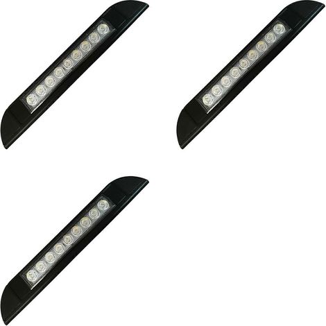 luces LED de 9 LED para toldo, 12V/24V, impermeables, 256 mm, para exteriores, caravanas y autocaravanas, tira de luces, color negro.