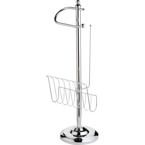 Serviteur WC serie NIAGARA 1 porte papier + porte revues 24 x 19 x 66,5 cm / Couleur: Chromé / Référence: 6029