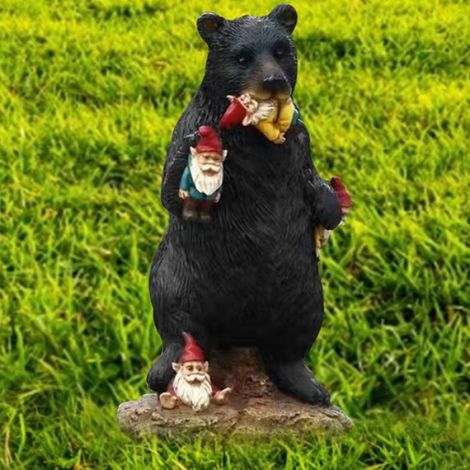 Nains de jardin – Statue d'extérieur de 6 pouces de nains mangeurs d'ours, décoration de jardin amusante, sculpture artistique p (1/5)