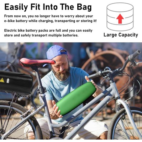 Sac de protection pour batterie d'ebike, Sac de batterie ignifuge jusqu'à 1000°C, Sac de batterie Lipo Safe pour ebike, étanche et résistant aux explosions pour le stockage, le transport et la (1/2)