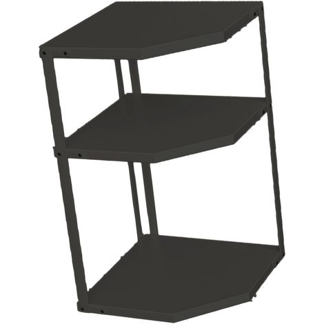 Étagère d'angle de cuisine en acier au carbone, 3 niveaux, noir, 27x27x45.5cm, forme en éventail, stable, gain de place, support pour casseroles et poêles (1/5)