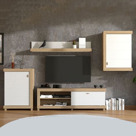 Conjunto de Muebles de Sala Urbe, Modular, 7 Estantes, Puerta Abatible, Marrón Mate (1/5)