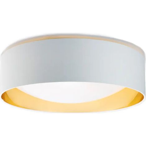 Plafonnier LED textile blanc et doré Ø40 cm, 30W CCT