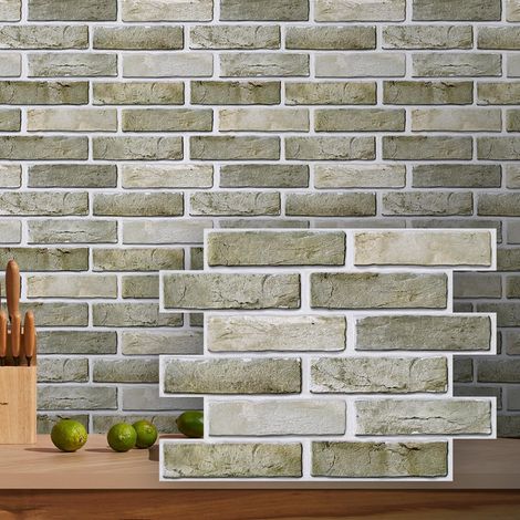 Panneaux Muraux 3D Adhesif Brique, 10 Pièces 30 x 40 cm (1/5)