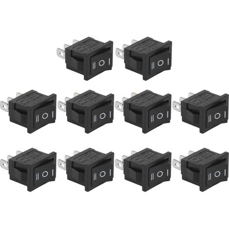 Lot de 10 mini interrupteurs à bascule KCD1 3 broches 3 positions carré marche/arrêt pour appareils ménagers (1/5)