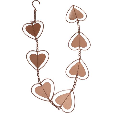 Metal Rain Chain Drainage Function Decorative Heart Shape Wind Chime with Hook for Balcony Patio Corridor