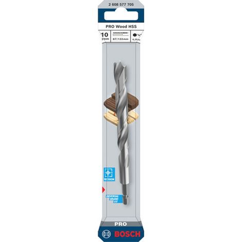 Bosch PRO Holzspiralbohrer HSS Wood, 10x87x133 mm