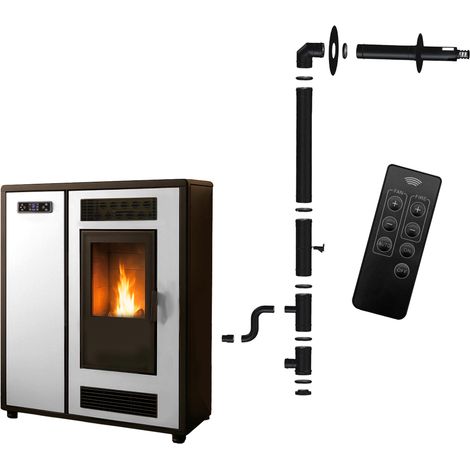 Estufa de pellets Slim Astral 12,2 kW Blanco Sannover + Kit de instalación