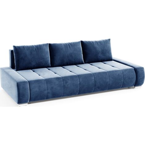 Sofa 3-Sitzer mit Schlaffunktion VOGAR Stoff Monolith Blau (1/4)